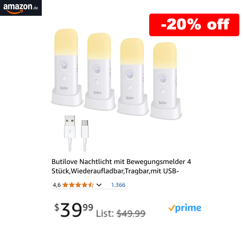 Aufladbares Nachtlicht mit Bewegungssensor